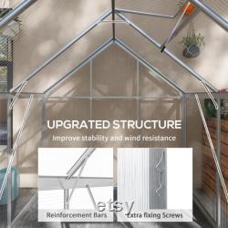 6x6ft Large Walk-In Polycarbonate Greenhouse for Garden with Sliding Door, Adjustable Window, UV Panels, Rain Gutter and Aluminium Frame