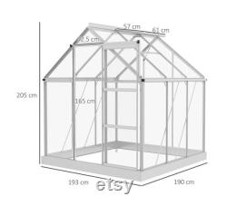 6x6ft Large Walk-In Polycarbonate Greenhouse for Garden with Sliding Door, Adjustable Window, UV Panels, Rain Gutter and Aluminium Frame