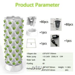 80 Pots Vertical Hydroponics Tower Set, DIY Hydroponic Growing System Home Gardening