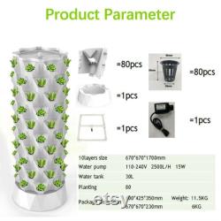 80 Pots Vertical Hydroponics Tower Set, Hydroponic Growing System Home Gardening