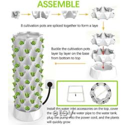 80-Pots Vertical Hydroponics Tower Set Hydroponic Growing System Home Gardening