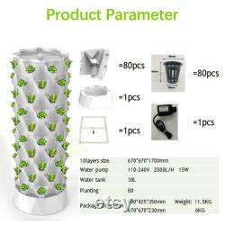 80-Pots Vertical Hydroponics Tower Set Hydroponic Growing System Home Gardening