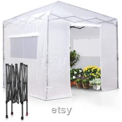 8' x 8' x 8.5' Portable Walk-in Greenhouse and Canopy Tent, Instant Pop-up for Indoor Outdoor, Bonus Dual Use with Included Green Canopy Top