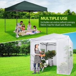 8' x 8' x 8.5' Portable Walk-in Greenhouse and Canopy Tent, Instant Pop-up for Indoor Outdoor, Bonus Dual Use with Included Green Canopy Top