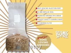 8x Sterilized Grain Spawn Bag, Rye Berry Substrate Grow Bag for Mushroom Cultivation with Injection Port, 2 lbs. Per Bag