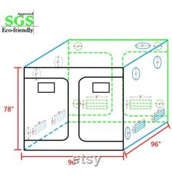 96 x96 x78 Mylar Hydroponic Grow Tent with Observation Window and Removable Floor Tray for Plant Growing 8x8 ft