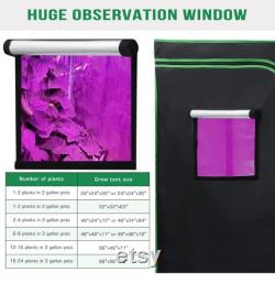 96 x96 x78 Mylar Hydroponic Grow Tent with Observation Window and Removable Floor Tray for Plant Growing 8x8 ft
