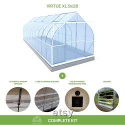 9x28 Heavy Duty Greenhouse kit, ClimaPod Virtue Series (6MM polycarbonate twin wall panels)