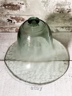 A stunning hand blown antique French melon cloche or Bell Dome