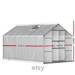 Aluminium Greenhouse Green House Garden Shed Polycarbonate 3.7x2.5M