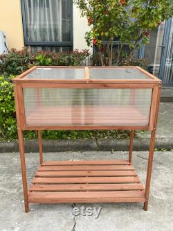 Brown Wooden Cold Frame Raised Planter Greenhouse Bed Flower Stand