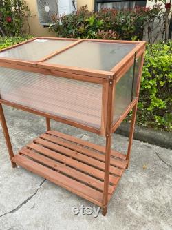 Brown Wooden Cold Frame Raised Planter Greenhouse Bed Flower Stand