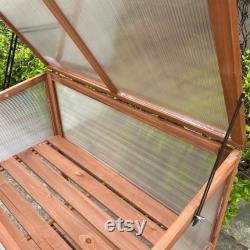 Brown Wooden Cold Frame Raised Planter Greenhouse Bed Flower Stand