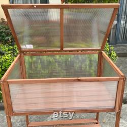 Brown Wooden Cold Frame Raised Planter Greenhouse Bed Flower Stand