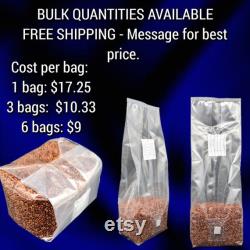 Bulk Sterilized Grain Spawn Bags. 3 lbs each with injection port. Milo (Sorghum)