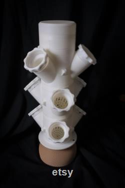 Countertop Hydroponic Planter Tower Indoor Vertical Garden 3D Printed Biodegradable Plastic DIY Stackable Design Easy Assembly
