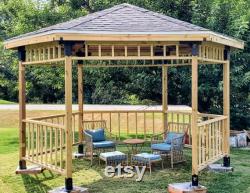 DIY, 4x4, Surface Mounted, Solid Roofed, Full Hexagon Gazebo Kit