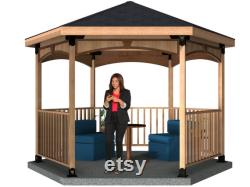 DIY, 4x4, Surface Mounted, Solid Roofed, Full Hexagon Gazebo Kit