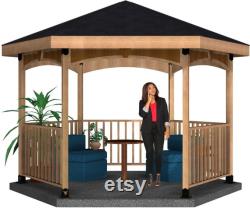 DIY, 4x4, Surface Mounted, Solid Roofed, Full Hexagon Gazebo Kit