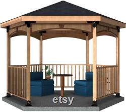 DIY, 4x4, Surface Mounted, Solid Roofed, Full Hexagon Gazebo Kit