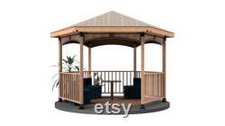 DIY, 4x4, Surface Mounted, Solid Roofed, Full Hexagon Gazebo Kit