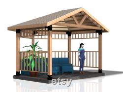 DIY 6x6 Partial Hexagon Pergola Gazebo Kit Easy Assembly for Outdoor Retreat