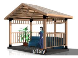 DIY 6x6 Partial Hexagon Pergola Gazebo Kit Easy Assembly for Outdoor Retreat