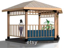 DIY 6x6 Partial Hexagon Pergola Gazebo Kit Easy Assembly for Outdoor Retreat