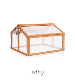 Double Box Wooden Greenhouse Cold Frame Raised Plants Bed Protection