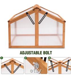 Double Box Wooden Greenhouse Cold Frame Raised Plants Bed Protection