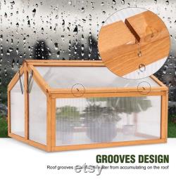 Double Box Wooden Greenhouse Cold Frame Raised Plants Bed Protection