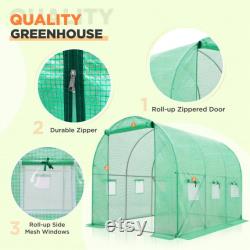 EAGLE PEAK 10'x7'x7' Tunnel Greenhouse Large Garden Plant Hot House with Roll-up Zippered Entry Door and 6 Roll-up Side Windows, Green