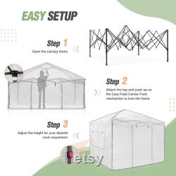 EAGLE PEAK 10'x 10' Portable Walk-in Pop-up Greenhouse with Front and Rear Roll-Up Zipper Entry Doors and 2 Large Roll-Up Side Windows