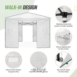 EAGLE PEAK 10'x 10' Portable Walk-in Pop-up Greenhouse with Front and Rear Roll-Up Zipper Entry Doors and 2 Large Roll-Up Side Windows