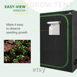 EAGLE PEAK 48 x 48 x 80 Mylar Grow Tent, Reflective Durable 600D Oxford Fabric with Observation Window and Floor Tray for Indoor Gardening