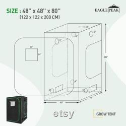 EAGLE PEAK 48 x 48 x 80 Mylar Grow Tent, Reflective Durable 600D Oxford Fabric with Observation Window and Floor Tray for Indoor Gardening