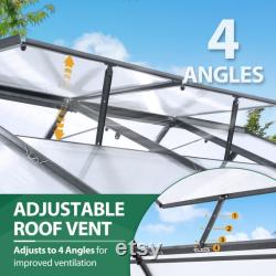 EAGLE PEAK 6x8x7 Outdoor Walk-in Hobby Greenhouse with Roof Vent and Rain Gutter, Base and Anchor, Polycarbonate Aluminum Green House