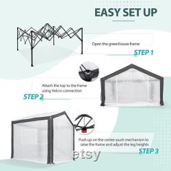 EAGLE PEAK 8 ' x 8 ' Portable Walk-in Greenhouse with Roll-up Zipper Entry Door and 3 Large Roll-Up Screen Windows, White