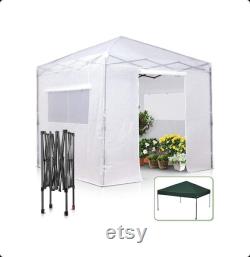 EAGLE PEAK 8' x 8' Portable Walk-in Pop-up Greenhouse and Canopy Tent Bonus Dual Use with Green Canopy Top