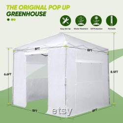 EAGLE PEAK 8' x 8' Portable Walk-in Pop-up Greenhouse and Canopy Tent Bonus Dual Use with Green Canopy Top