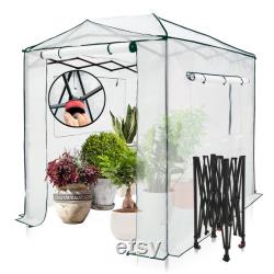 EAGLE PEAK Easy Fast Setup 8'x6' Portable Walk-in Pop-up Greenhouse Canopy, White