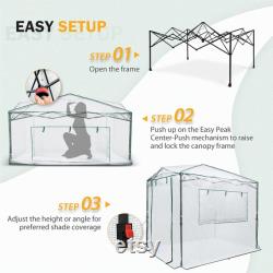 EAGLE PEAK Easy Fast Setup 8'x6' Portable Walk-in Pop-up Greenhouse Canopy, White