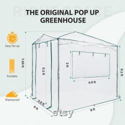 EAGLE PEAK Easy Fast Setup 8'x6' Portable Walk-in Pop-up Greenhouse Canopy, White