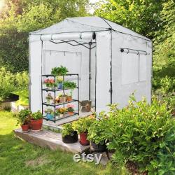 EAGLE PEAK Easy Fast Setup 8'x6' Portable Walk-in Pop-up Greenhouse Canopy, White