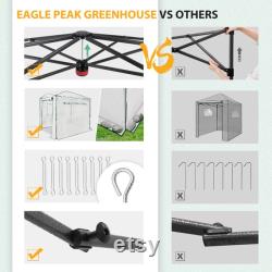 EAGLE PEAK Easy Fast Setup 8'x6' Portable Walk-in Pop-up Greenhouse Canopy, White