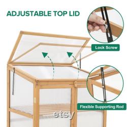 EAGLE PEAK Garden Cold Frame Greenhouse with Adjustable Shelves,30.1x22.0x43.3in,Wood Frame with PC Windows and Vented Roof, Natural