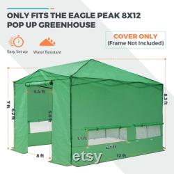 EAGLE PEAK Replacement Cover for 12'x8' Portable Walk-in Greenhouse,Roll-Up Zipper Entry Doors and Large Roll-Up Windows(Frame Not Included)