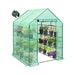Eagle Peak Walk-in Greenhouse 2 Tiers 8 Shelves With Roll-up Zipper Door And 2 Side Mesh Windows 57'' X 57'' X 77'' , Green