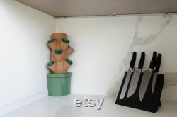 Elegant Wood-Look Corner Hydroponic Tower Garden Indoor Vertical Planter for Fresh Herbs and Vegetables