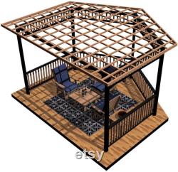 Floating Deck 4x4 Partial Hexagon Pergola Gazebo DIY Kit